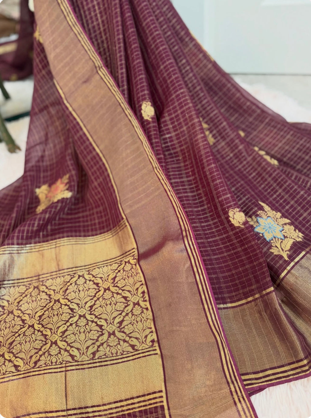 Banarasi Semi-Georgette - Wine