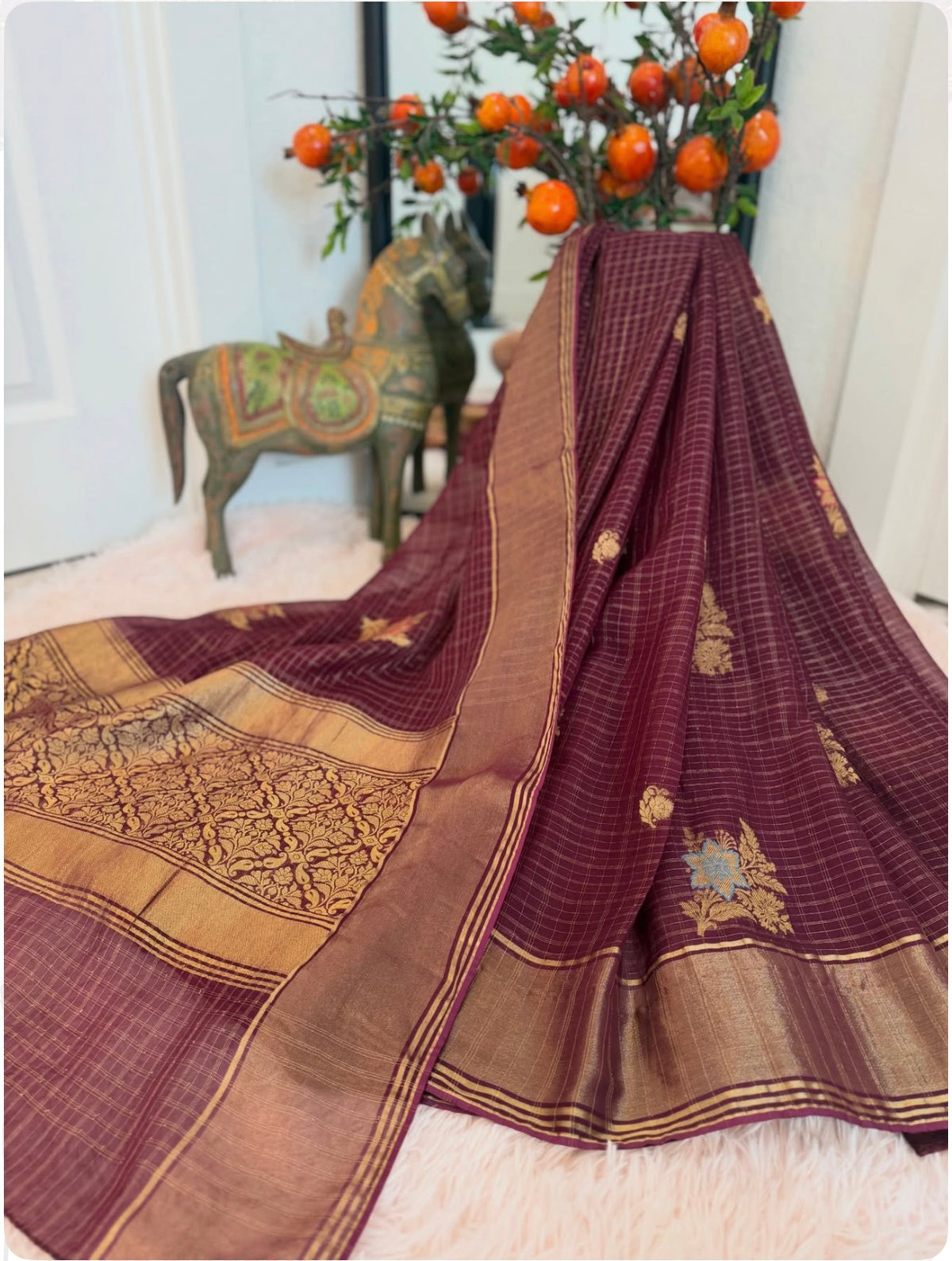 Banarasi Semi-Georgette - Wine