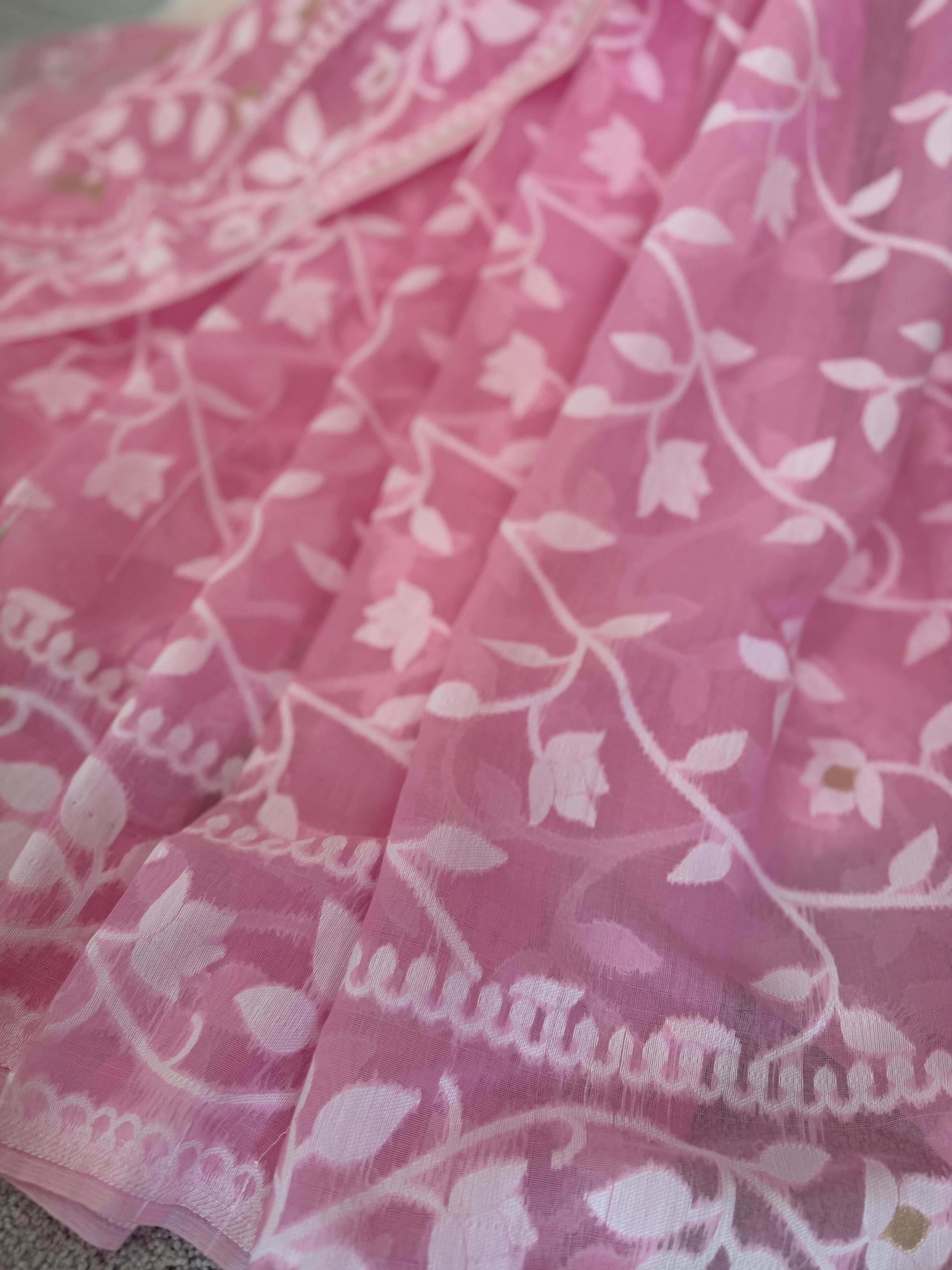 Soft Muslin Jamdani - Blush Pink