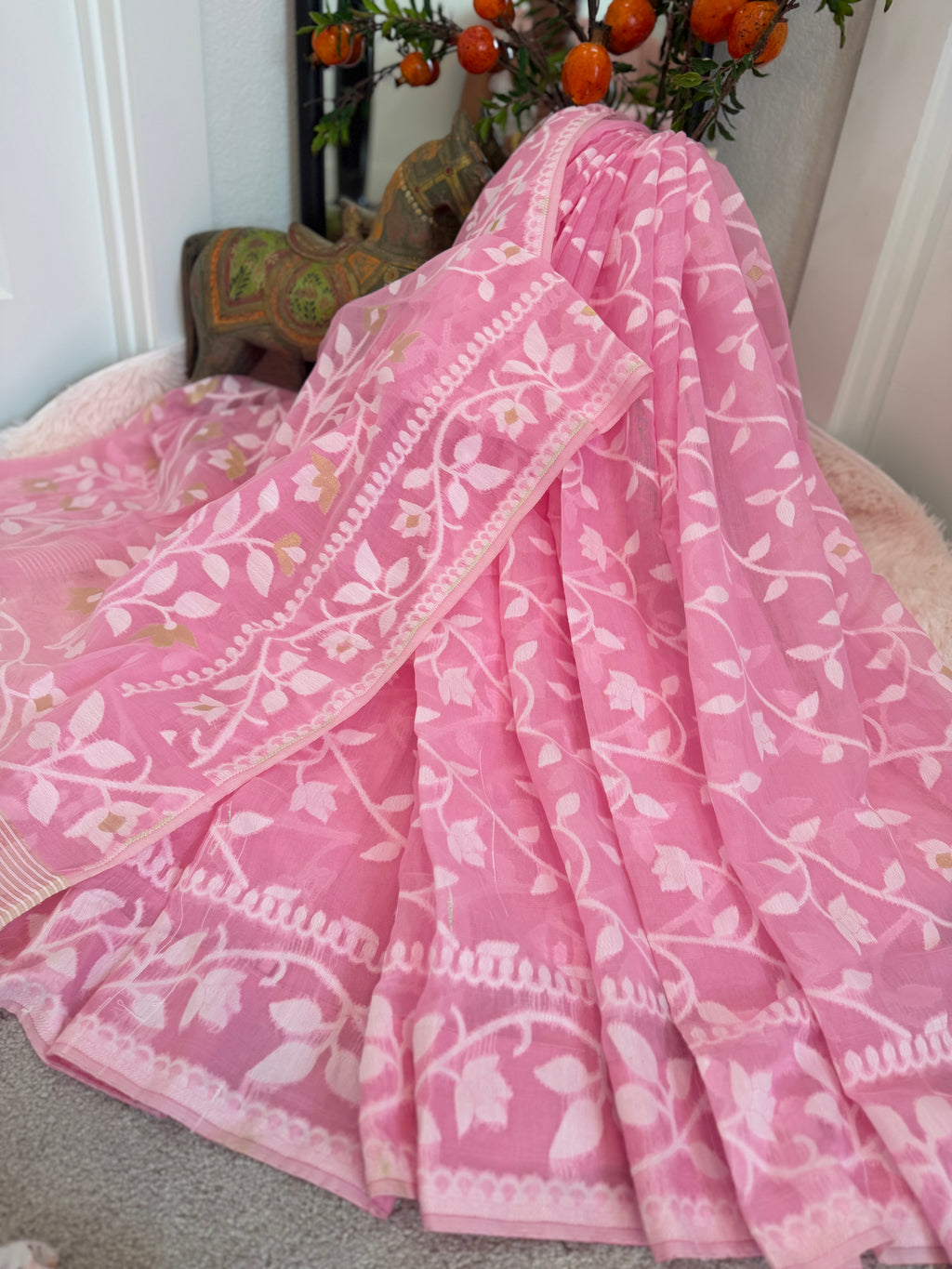 Soft Muslin Jamdani - Blush Pink