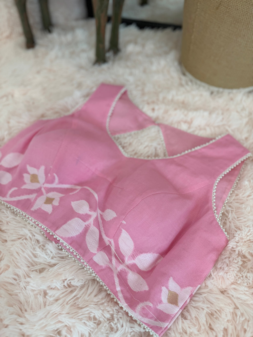 Soft Muslin Jamdani - Blush Pink