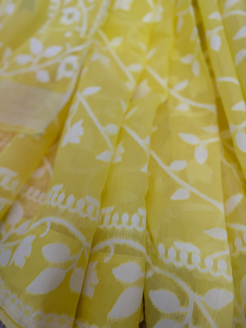 Soft Muslin Jamdani - Lemon Yellow
