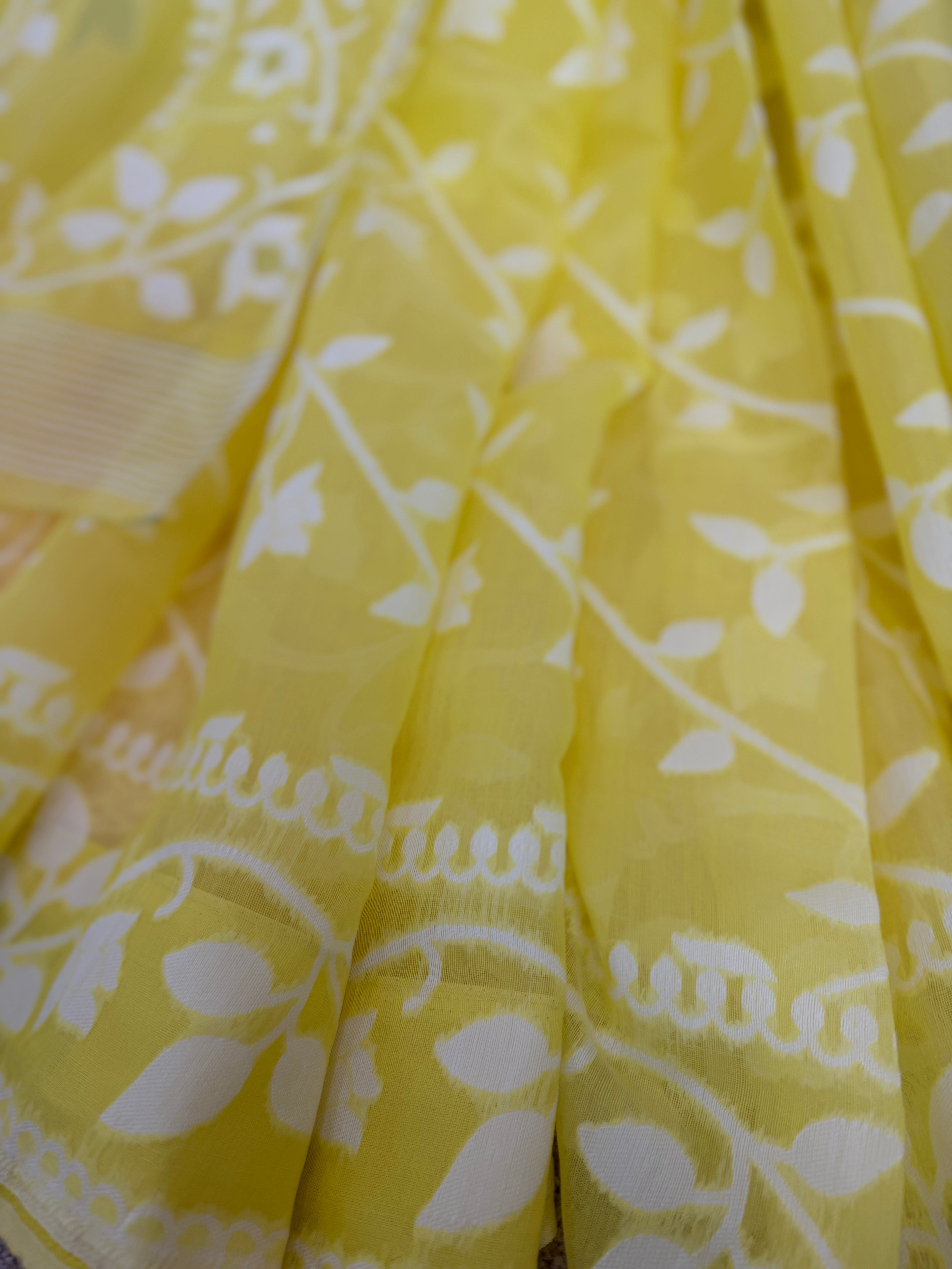 Soft Muslin Jamdani - Lemon Yellow