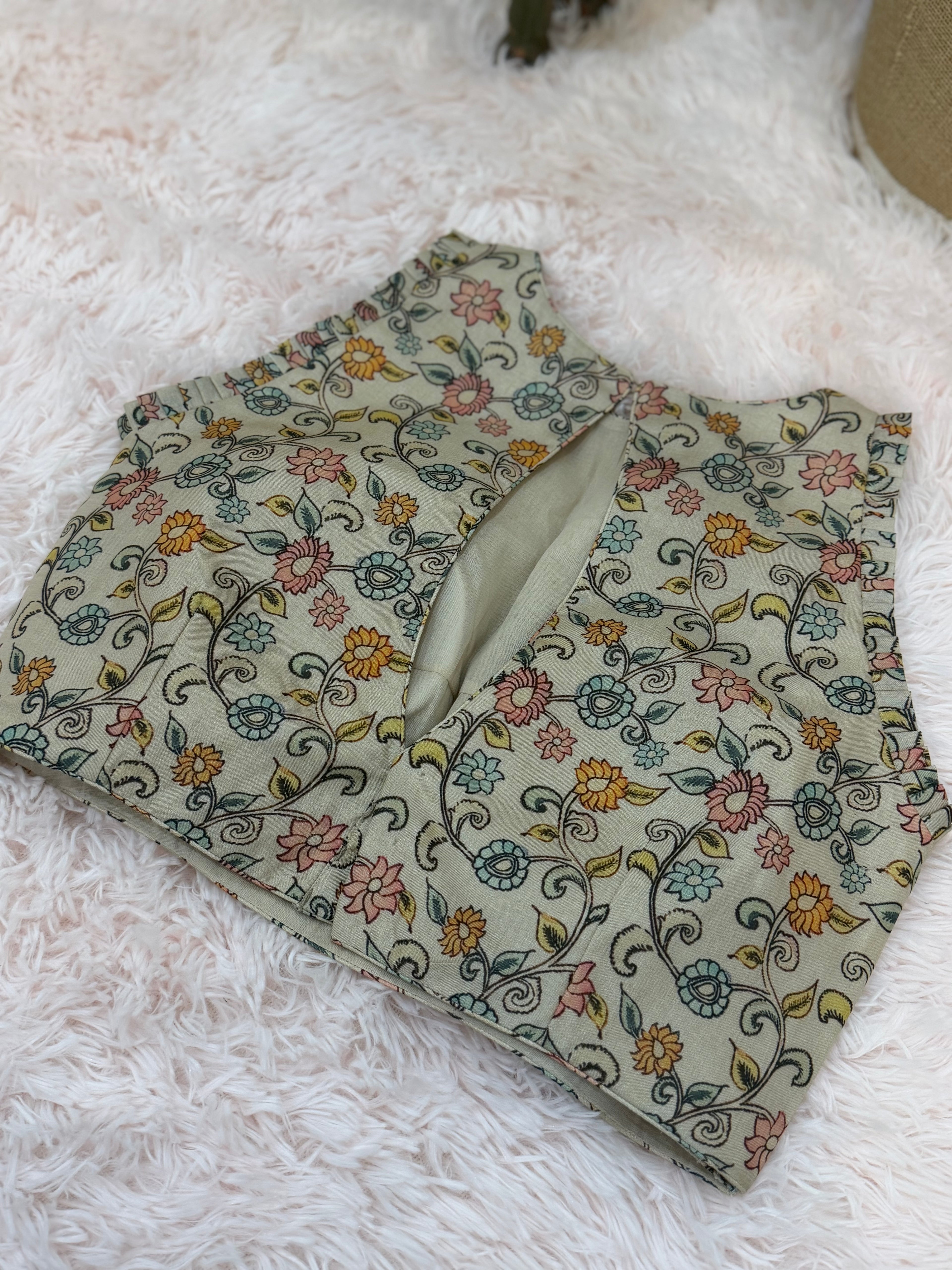 Silk Kota - Black with Kalamkari appliqué