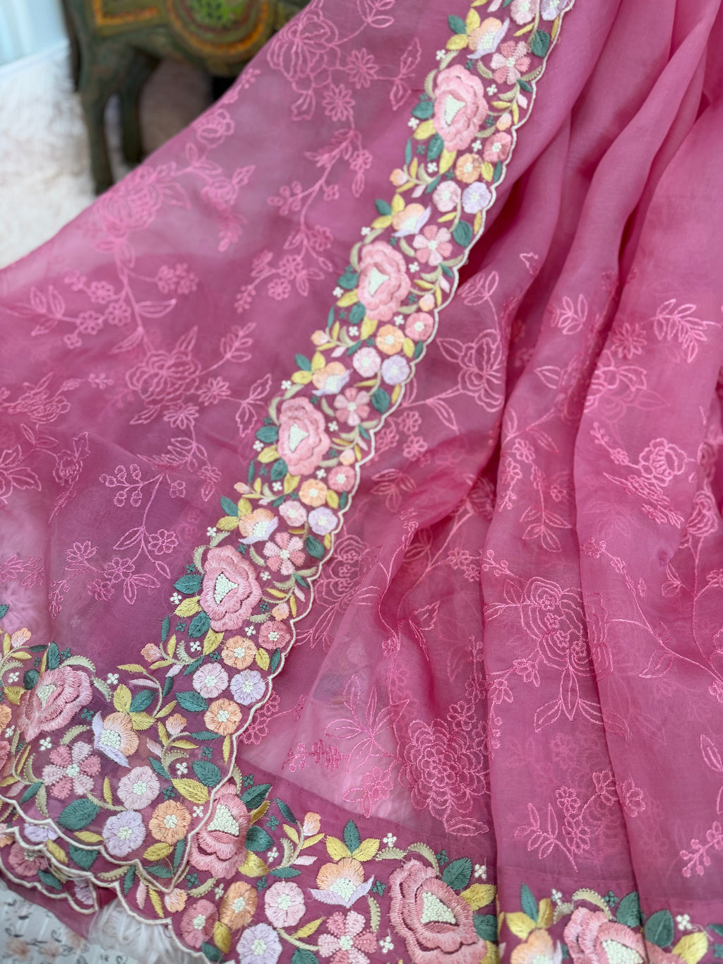 Organza - Berry with parsi work