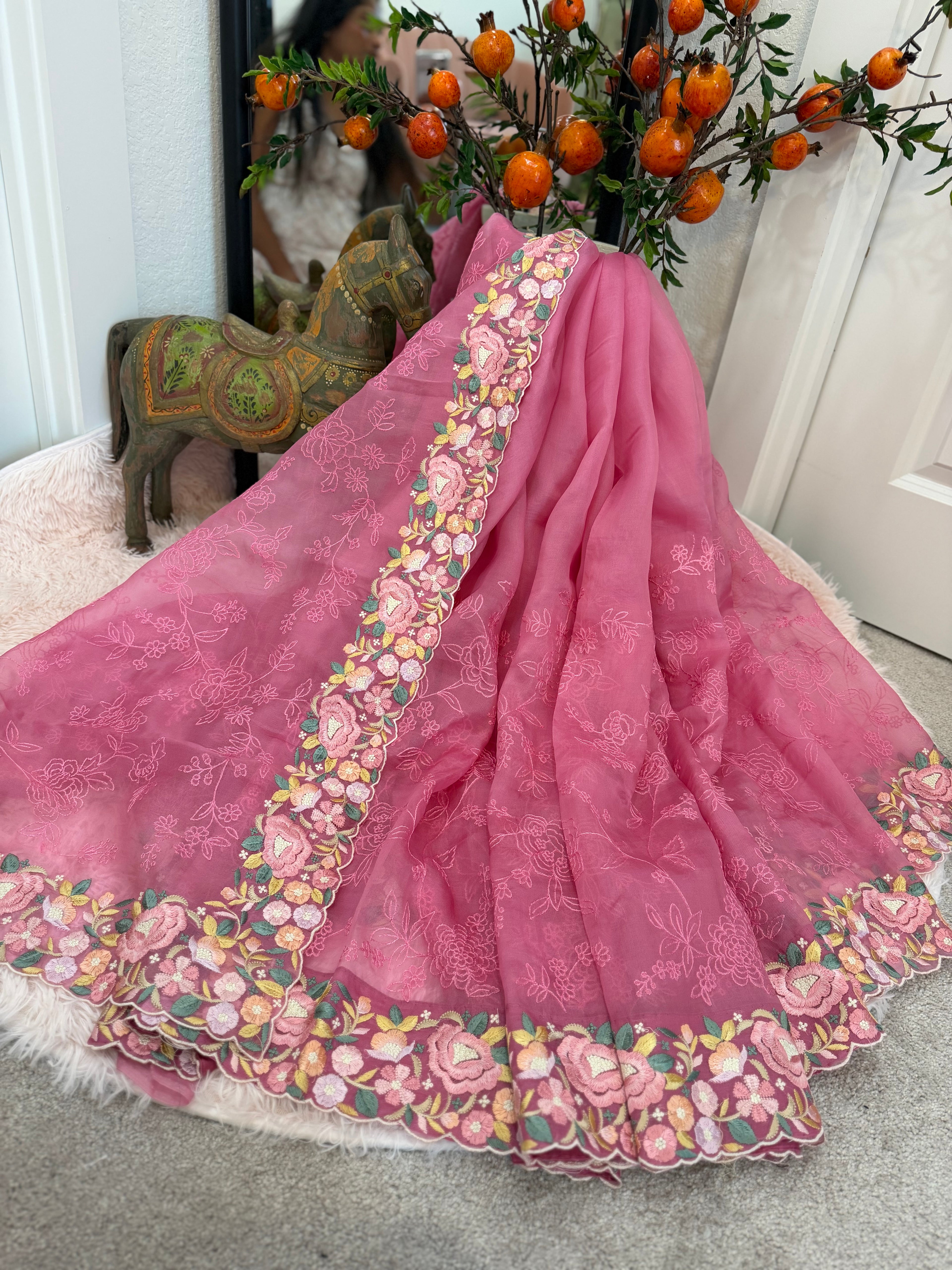 Organza - Berry with parsi work