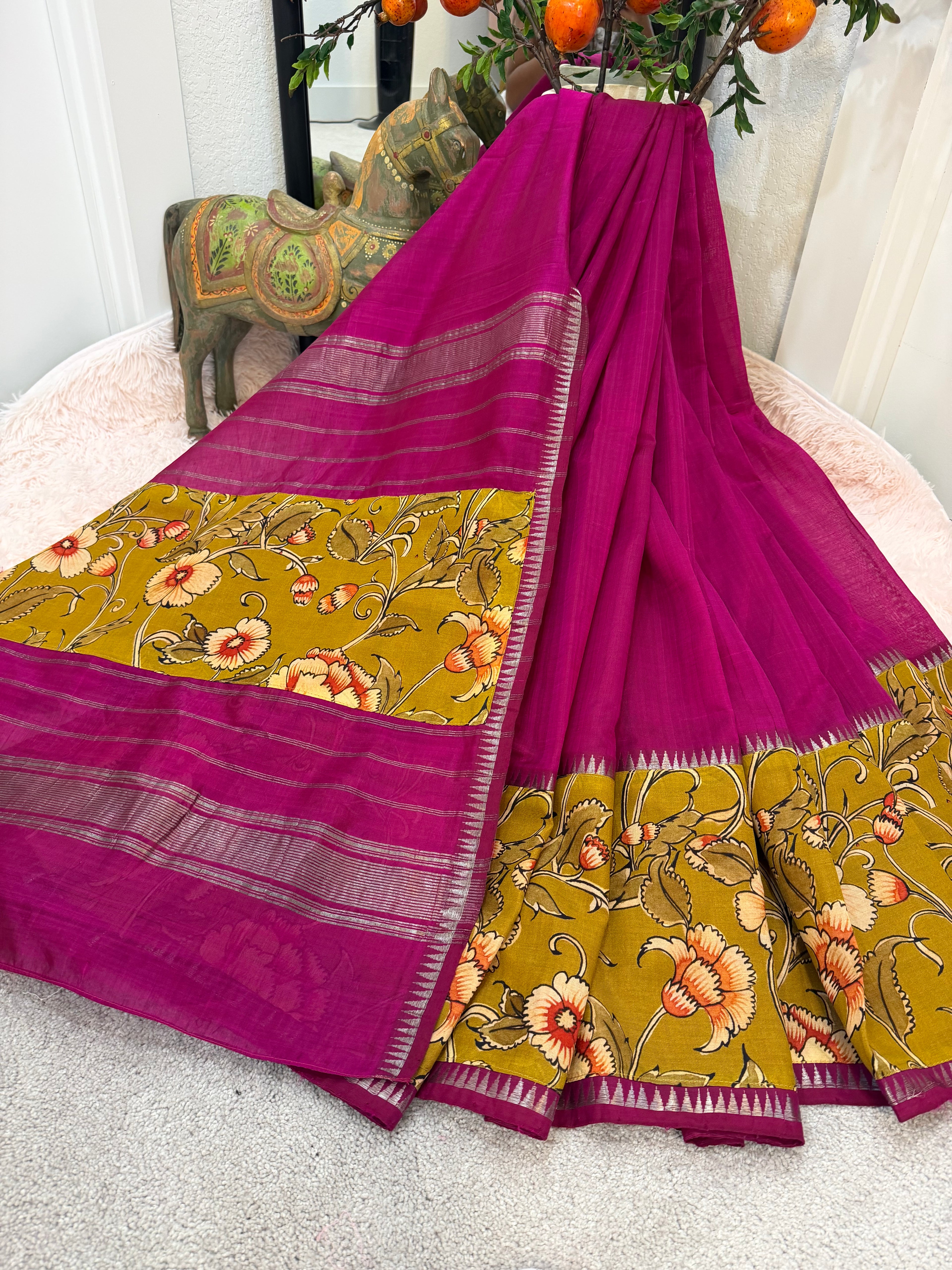 Mangalagiri Cotton Silk - Magenta