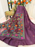 Raw Silk Jamdani - Mulberry