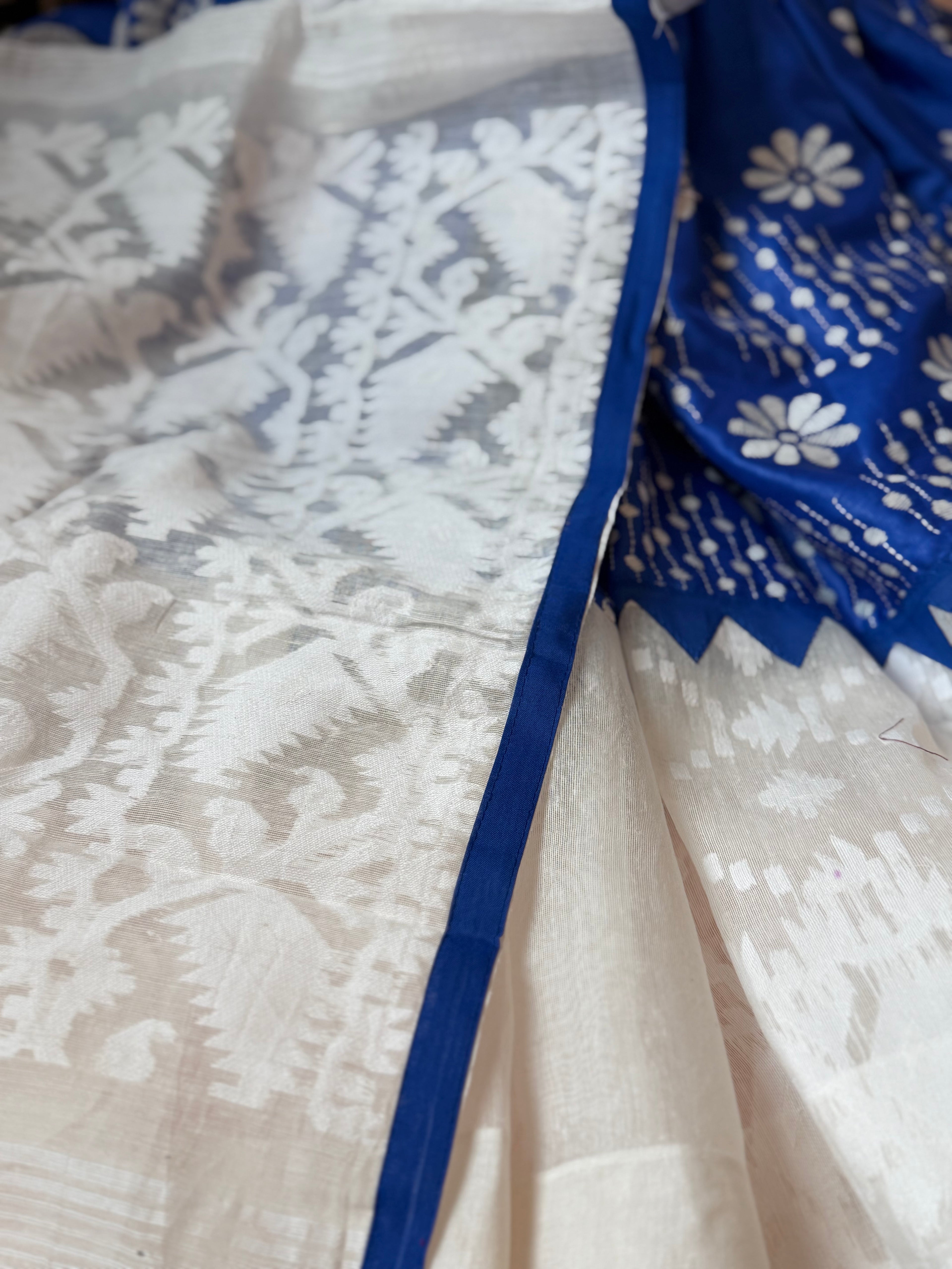 Jamdani & Kanta work - Blue & White