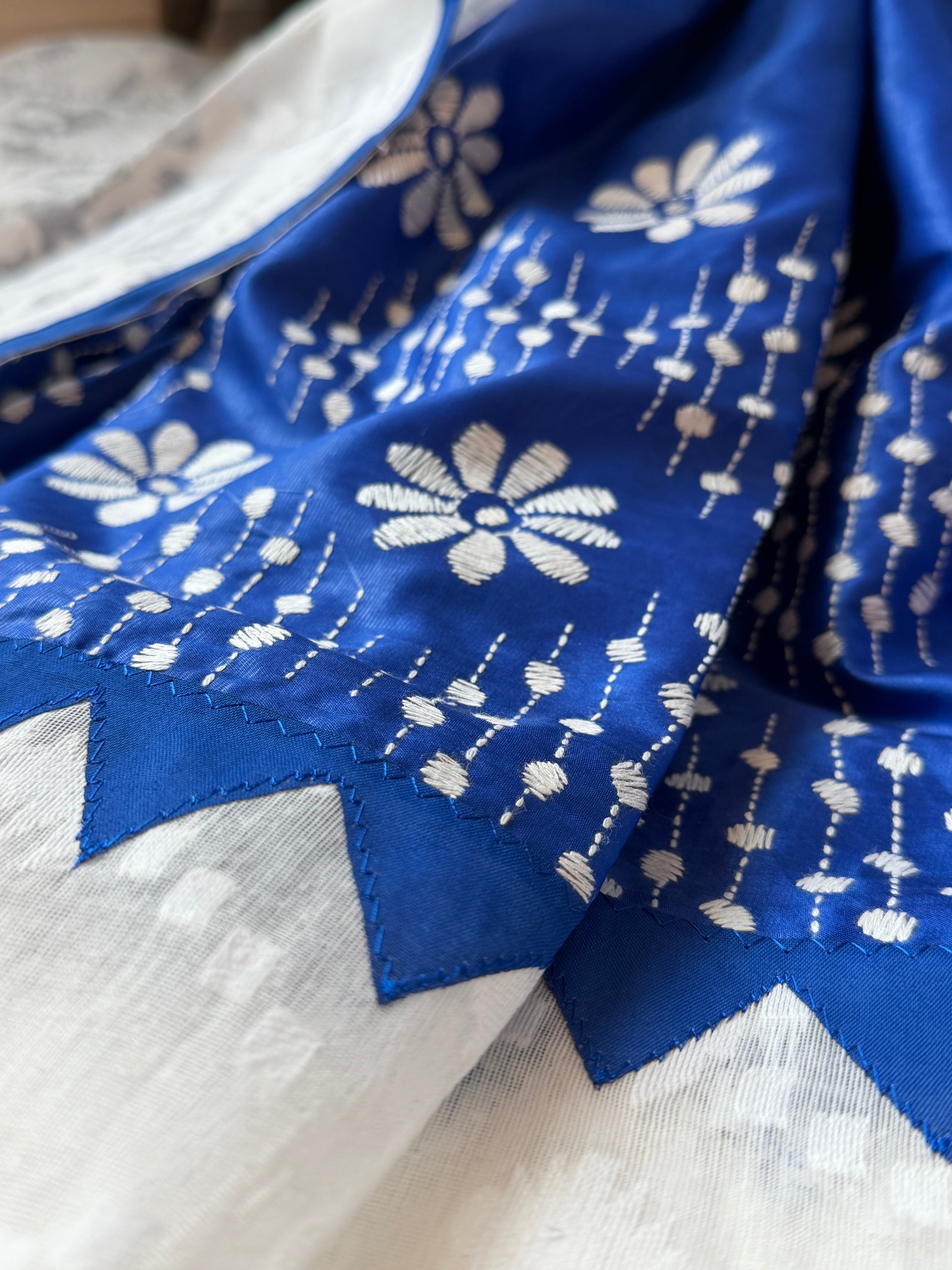Jamdani & Kanta work - Blue & White