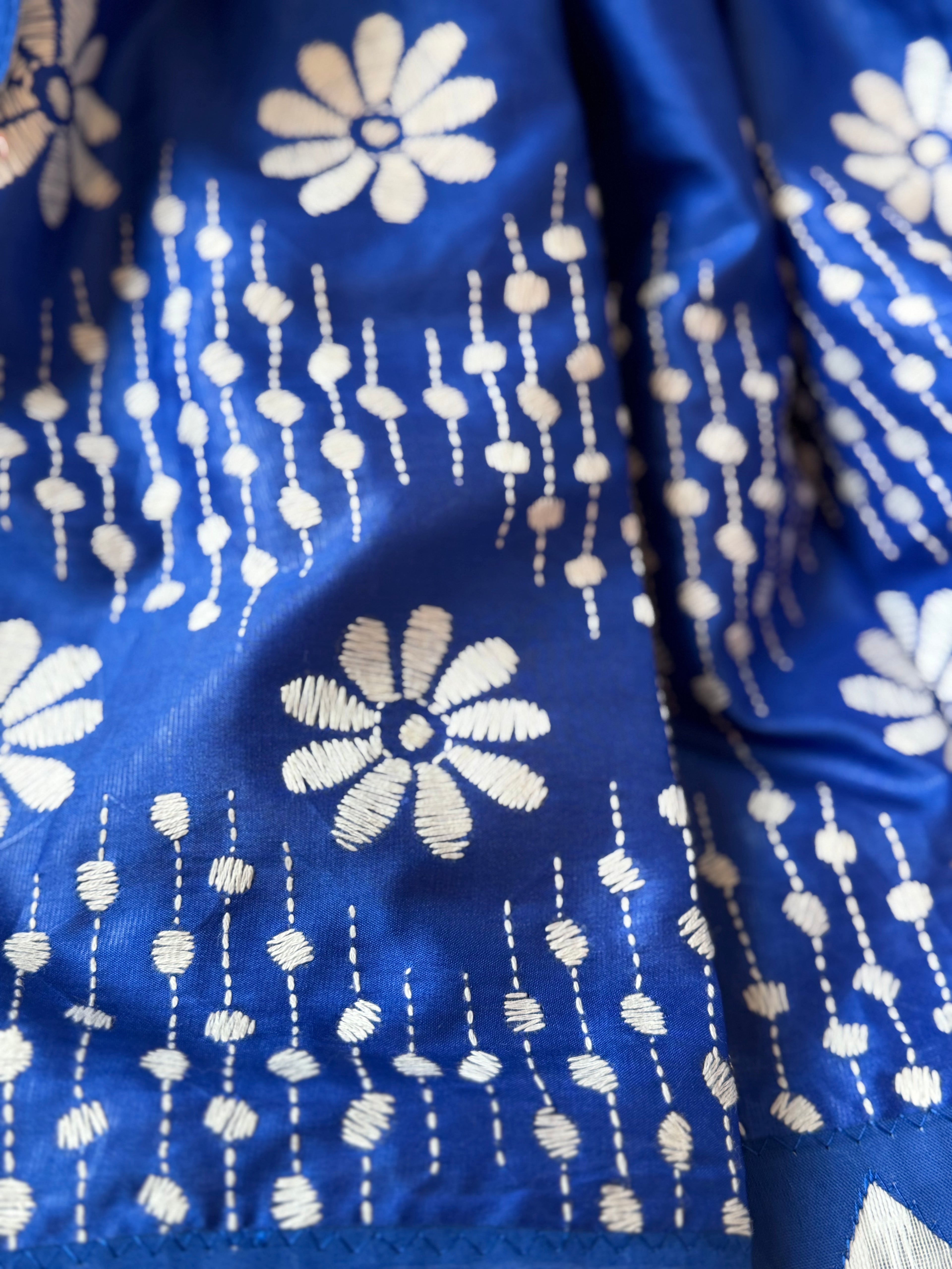 Jamdani & Kanta work - Blue & White