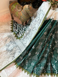 Jamdani & Kanta work - Green and White