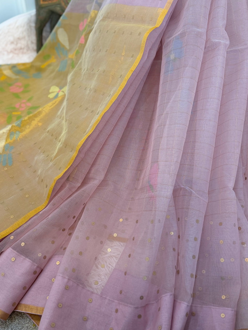 Muslin Jamdani - Soft rose blush