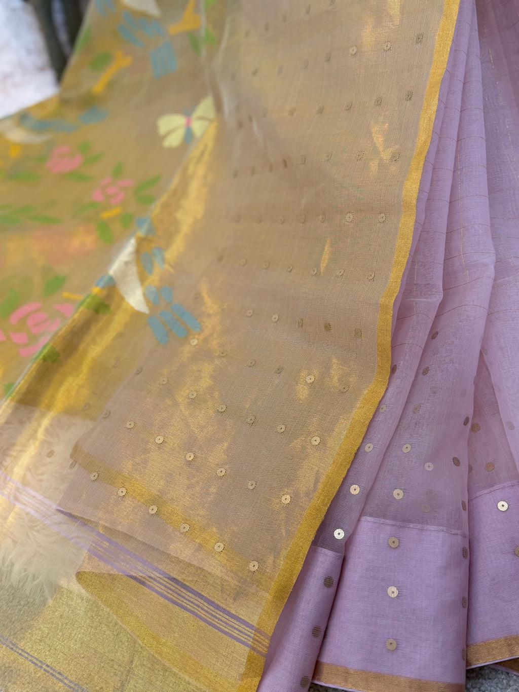 Muslin Jamdani - Soft rose blush