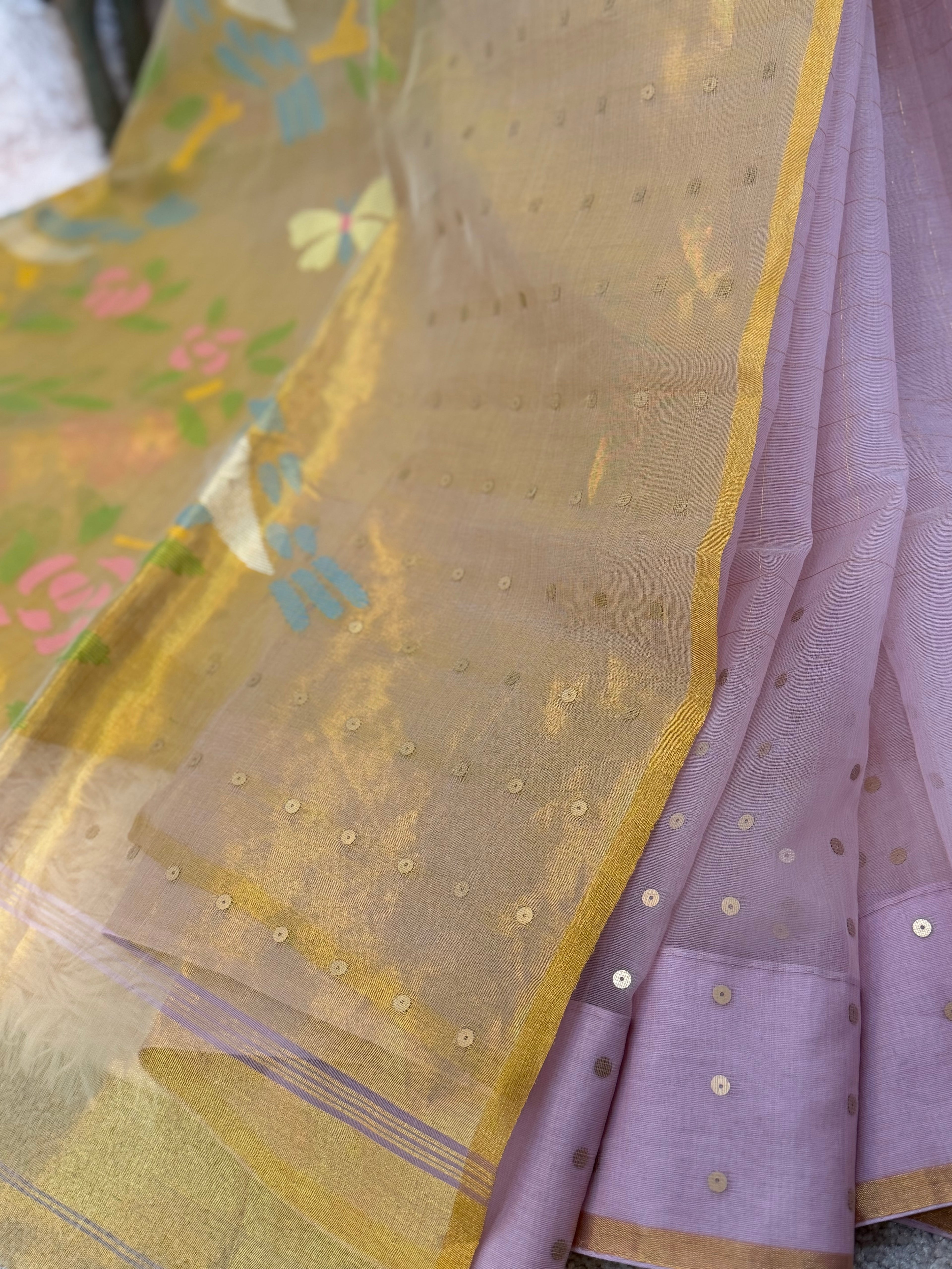 Muslin Jamdani - Soft rose blush