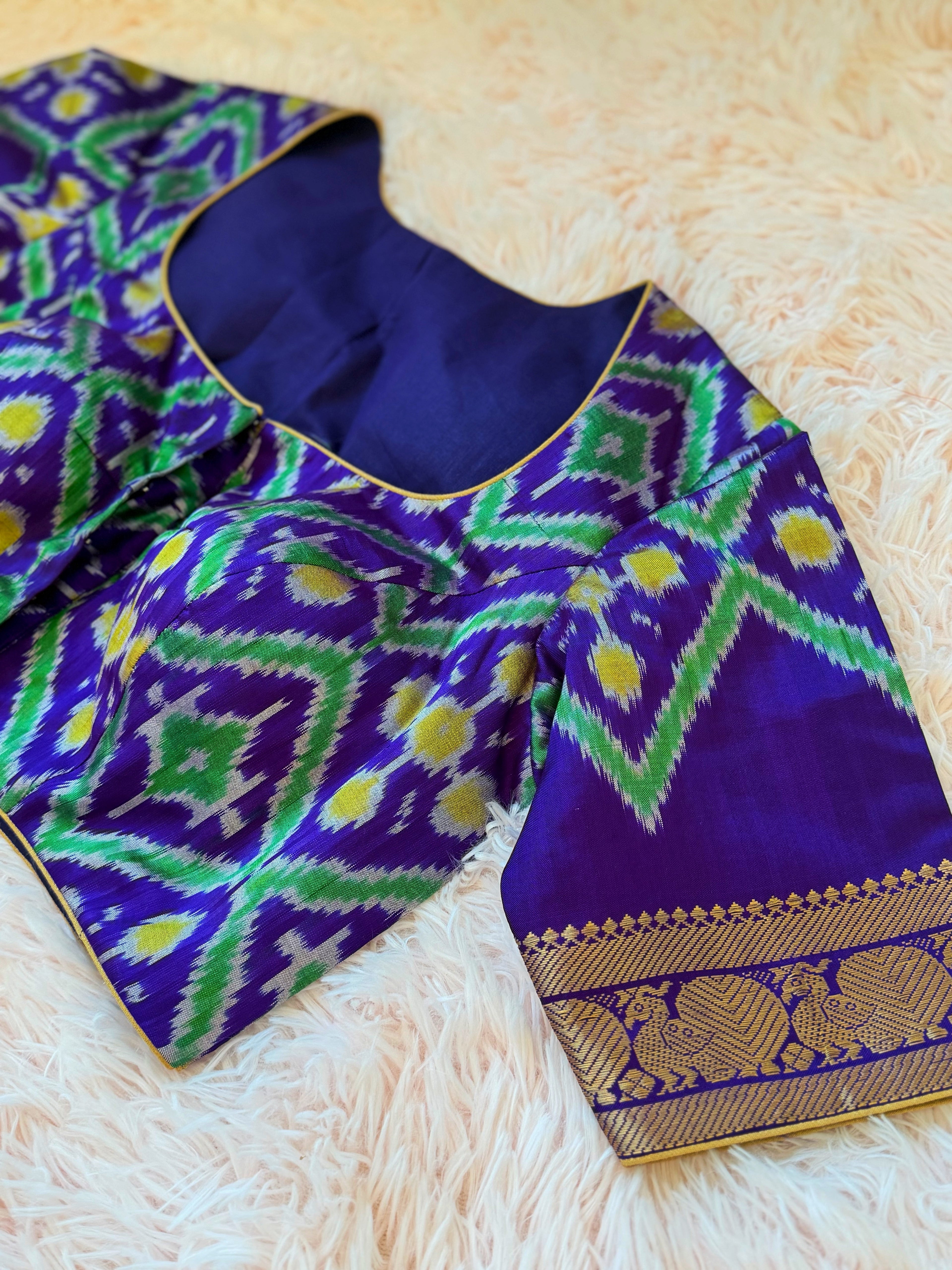 Gadwal Fusion Saree - Royal Azure