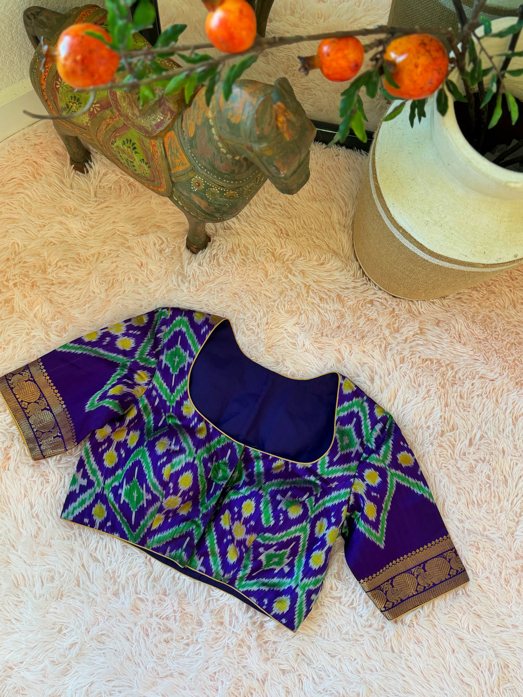 Gadwal Fusion Saree - Royal Azure