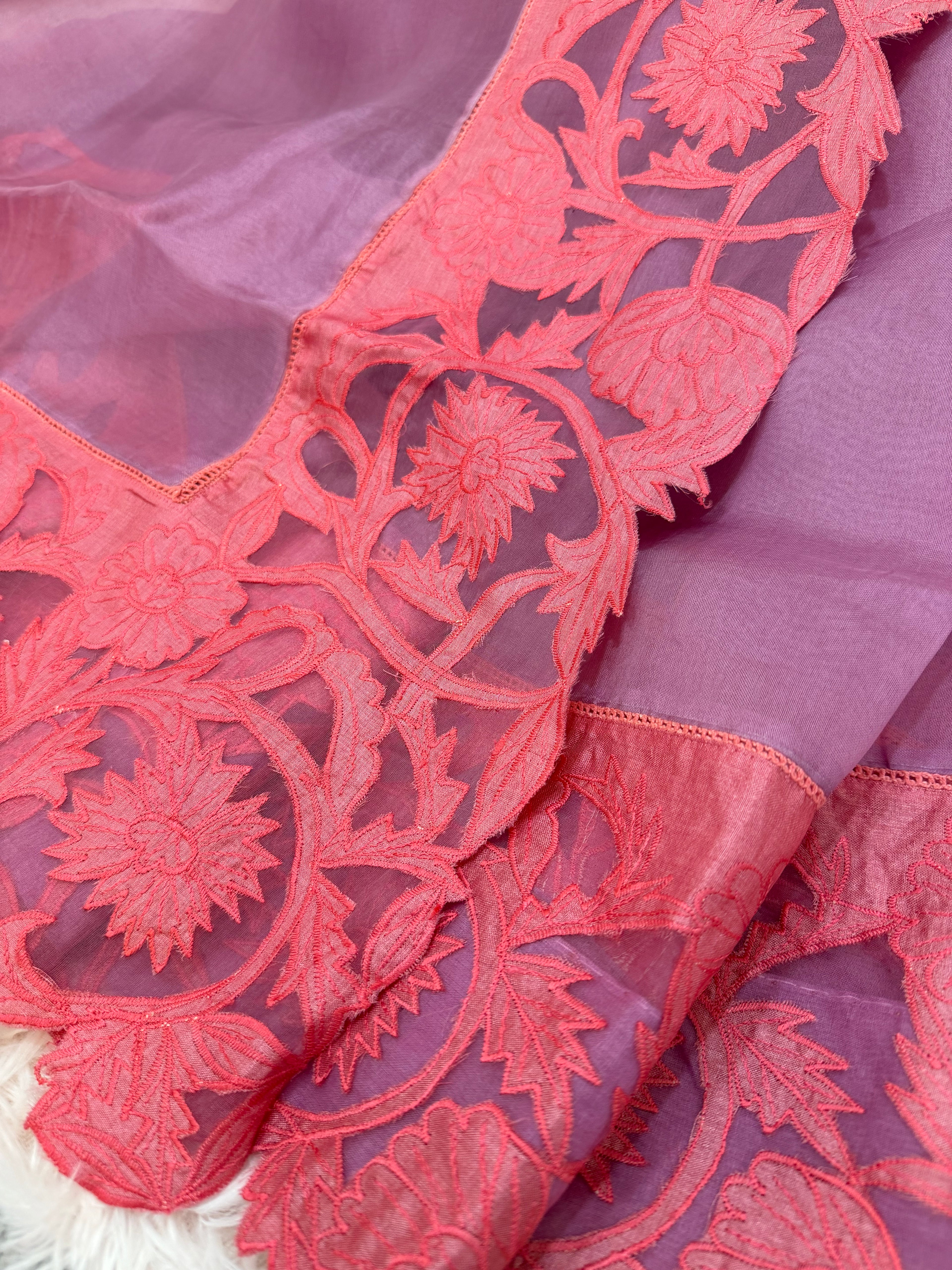 Organza Applique work - Pink